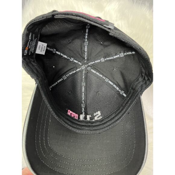 511 Tactical Hat One Size Black Strap Back‎ Dad Cap Rip Stop Pink Embroidered - Picture 5 of 7